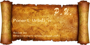 Ponert Urbán névjegykártya